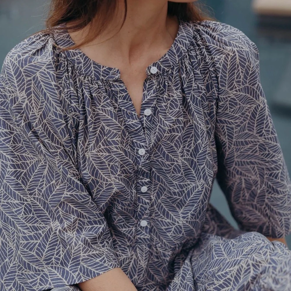 Esby Callie Dress - Denim Palm Leaf Small New With Tag - Picture 2 of 8